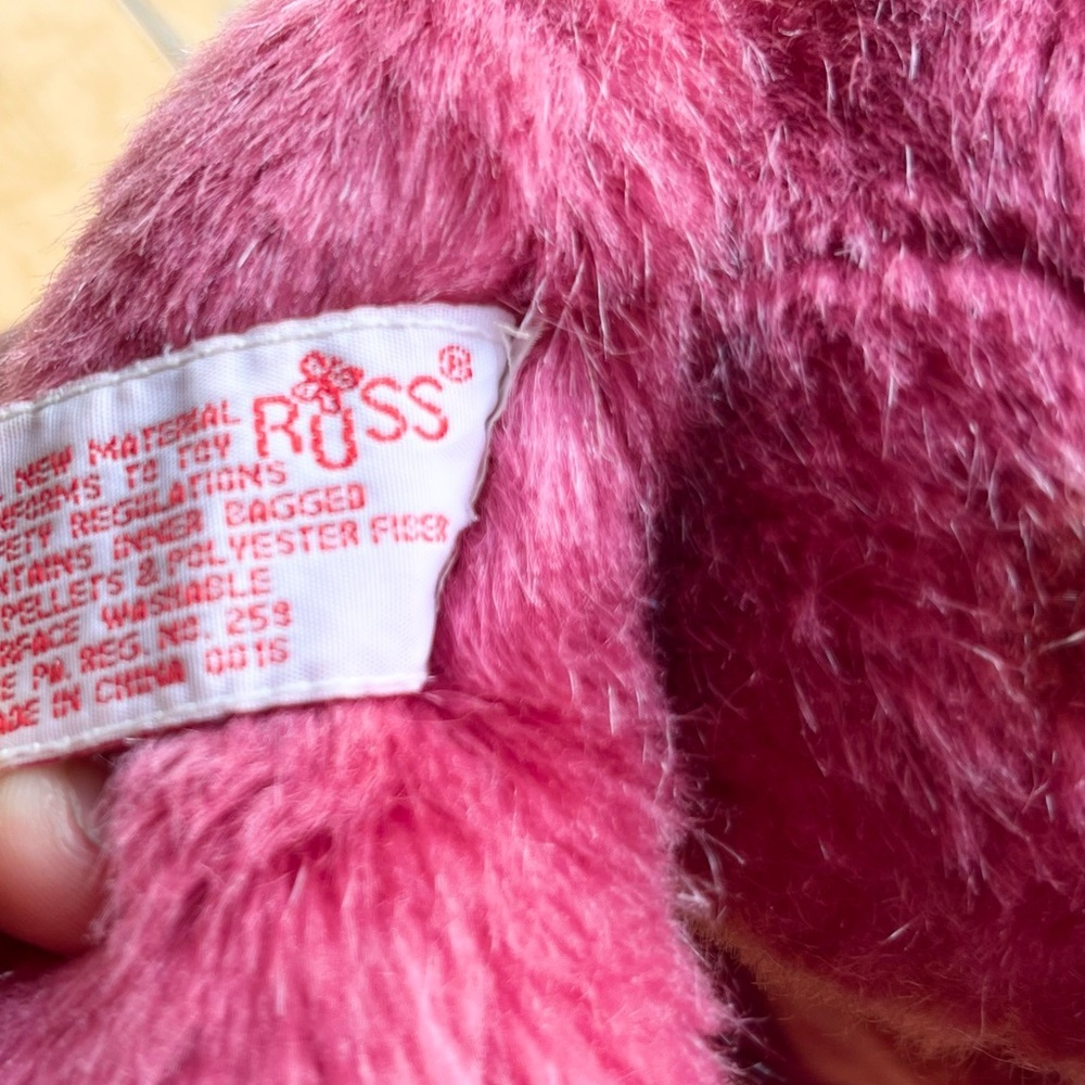 Russ Berrie & Co. “CHERI” Plush Teddy Bear Cherry Pink With Heart VALENTINES DAY - Picture 9 of 9
